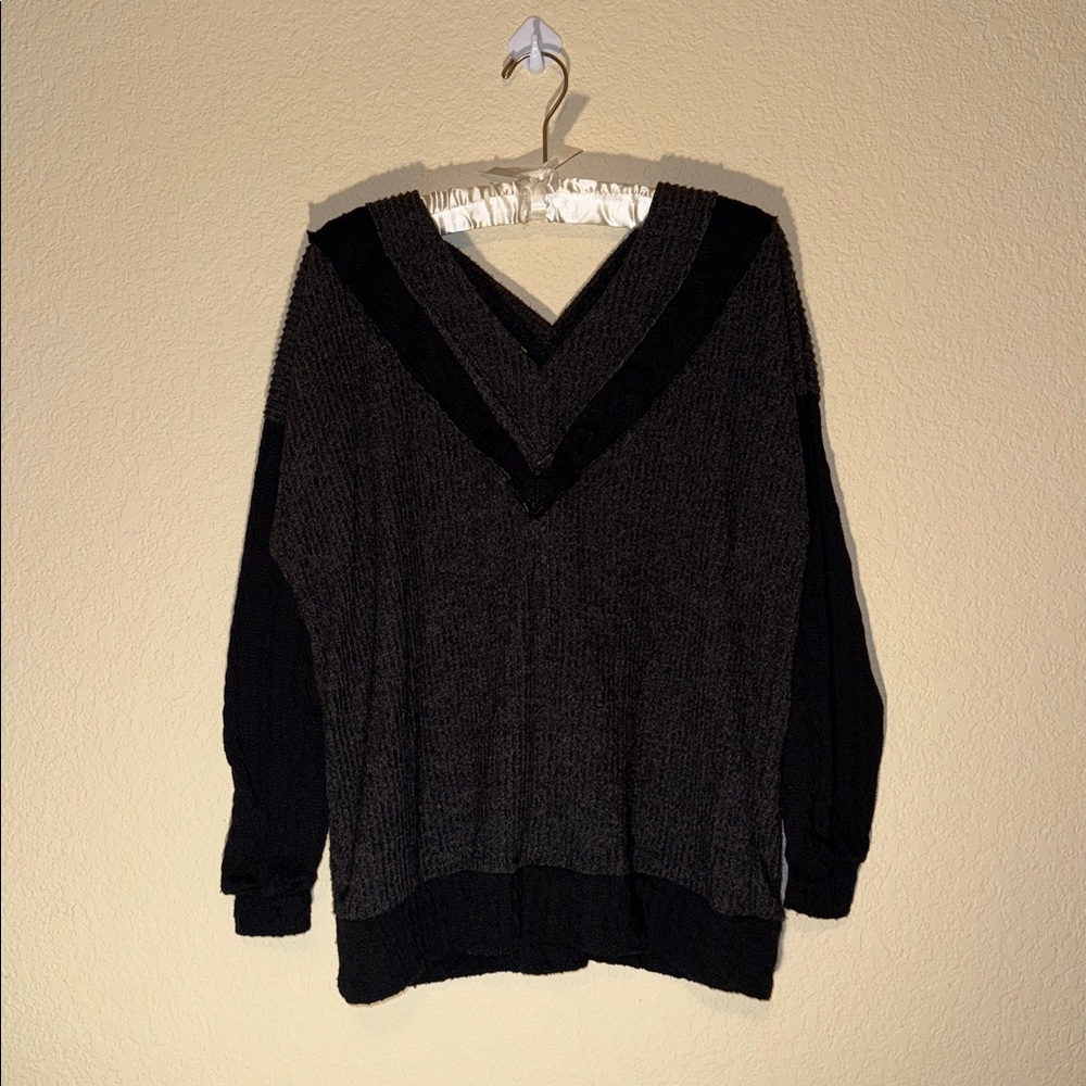 BKE Charcoal and Black Knit Sweater